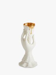 Jonathan Adler I-Scream Porcelain Vase, H18cm, White/Gold - thumbnail 3