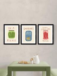 EAST END PRINTS Amber May Art 'Kitchen Pantry' Framed Print, Set of 3, 43.4 x 33.4cm, Black - thumbnail 2