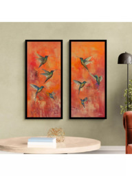 John Lewis Laure Bury 'Nature's Realm I' Framed Print, Set of 2, 103.5 x 48.5cm, Orange/Green - thumbnail 2