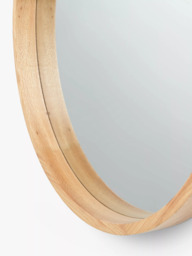 John Lewis Scandi Round Oak Wood Wall Mirror, Natural - thumbnail 2