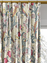 Clarke & Clarke Golden Lily Made to Measure Curtains or Roman Blind, Dove/Plum - thumbnail 4