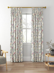 Clarke & Clarke Golden Lily Made to Measure Curtains or Roman Blind, Dove/Plum - thumbnail 5