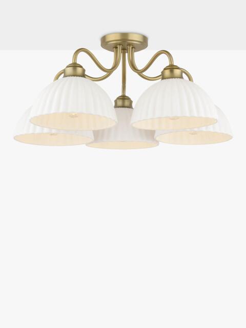 Laura Ashley Durford 5 Arm Semi Flush Ceiling Light, Antique Brass - image 1