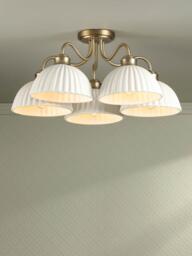 Laura Ashley Durford 5 Arm Semi Flush Ceiling Light, Antique Brass - thumbnail 2