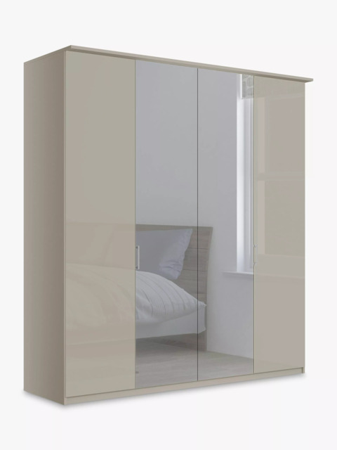 John Lewis Elstra 200cm Wardrobe with Grey Glass and Mirrored Hinged Doors - image 1