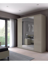 John Lewis Elstra 200cm Wardrobe with Grey Glass and Mirrored Hinged Doors - thumbnail 3