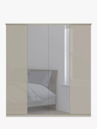 John Lewis Elstra 200cm Wardrobe with Grey Glass and Mirrored Hinged Doors - thumbnail 2