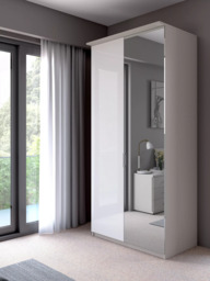 John Lewis Elstra 100cm Wardrobe with Glass and Mirrored Hinged Doors - thumbnail 2