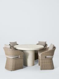 John Lewis Travertine Marble Effect Round Garden Dining Table, 120cm - thumbnail 4