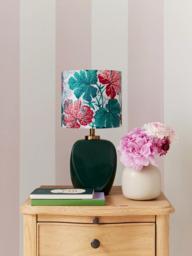 John Lewis X Collagerie Geranium Print Small Faceted Ceramic Table Lamp, Green - thumbnail 2