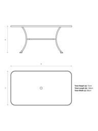 John Lewis Henley by KETTLER 6-Seater Rectangular Garden Dining Table, 160cm, Iron Grey - thumbnail 2