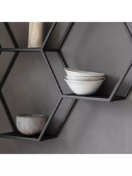 Gallery Direct Turlock Honeycomb Metal Frame Wall Shelving Unit, 70 x 68cm, Black - thumbnail 3