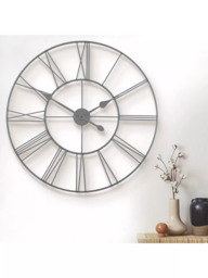 Thomas Kent Roman Numeral Skeleton Outdoor Wall Clock, 83cm, Grey - thumbnail 3