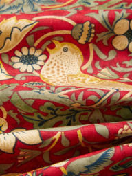 Morris & Co. Strawberry Thief Pair Lined Pencil Pleat Curtains, Red - thumbnail 5