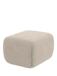 Cozmo Cozy Pouffe Footstool, Ecru Boucle Natural Piping - thumbnail 1
