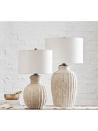 Pottery Barn Anders Large Fluted Terracotta Table Lamp, White - thumbnail 4