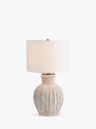 Pottery Barn Anders Large Fluted Terracotta Table Lamp, White