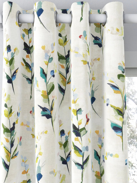 John Lewis Wildflower Sprigs Print Pair Blackout/Thermal Lined Eyelet Curtains, Multi - image 1