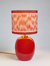 John Lewis X Collagerie Ikat Stripe Print Small Faceted Ceramic Table Lamp, Red - thumbnail 1