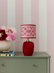 John Lewis X Collagerie Ikat Stripe Print Small Faceted Ceramic Table Lamp, Red - thumbnail 2