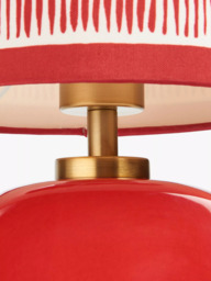 John Lewis X Collagerie Ikat Stripe Print Small Faceted Ceramic Table Lamp, Red - thumbnail 4