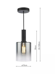 Där Savannah Pendant Ceiling Light, Black/Smoked - thumbnail 5