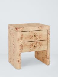 John Lewis Burl 2 Drawer Bedside Table, Natural Beige