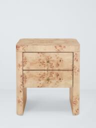 John Lewis Burl 2 Drawer Bedside Table, Natural Beige - thumbnail 2