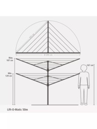 Brabantia Lift-O-Matic Rotary Clothes Outdoor Airer Washing Line with Ground Spike, Cover, Peg Bag and Pegs, 50m - thumbnail 6