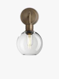 Industville Albany Clear Glass Globe Wall Light, Brass - thumbnail 2