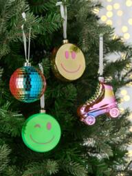 John Lewis The Enthusiast Smiley Face Bauble, Gold - thumbnail 4