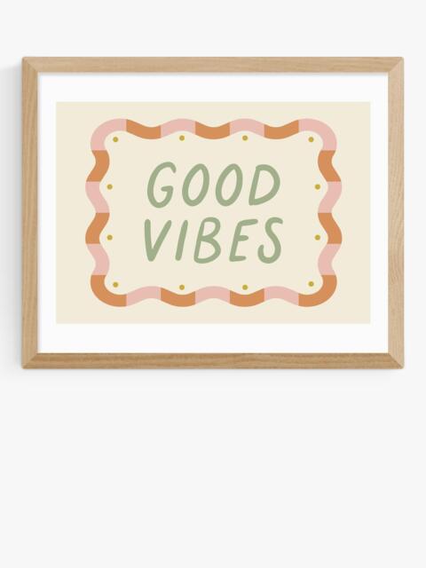 EAST END PRINTS Kid of the Village 'Good Vibes' Framed Print, 43.4 x 53.4cm, Natural - image 1
