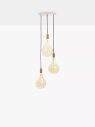 Tala Brass Triple Pendant Ceiling Light with Voronoi II 3W ES LED Dimmable Tinted Bulbs - thumbnail 1