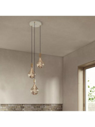 Tala Brass Triple Pendant Ceiling Light with Voronoi II 3W ES LED Dimmable Tinted Bulbs - thumbnail 4
