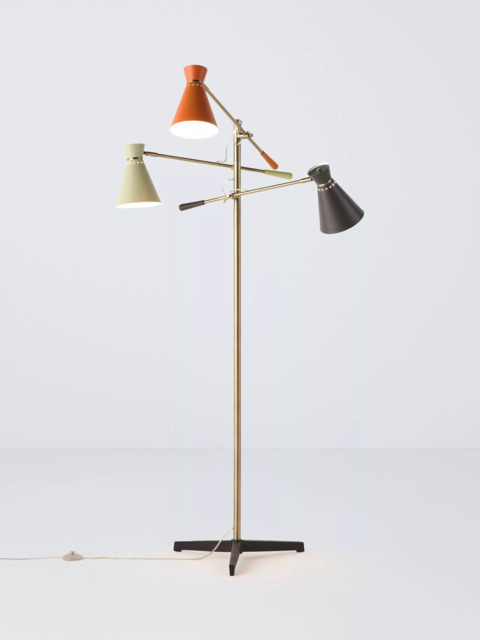 John Lewis Bauhaus Adjustable 3-Arm Floor Lamp, Multi - image 1