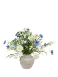 Floralsilk Artificial Secret Garden Bouquet in Ceramic Vase, 53cm, White/Blue