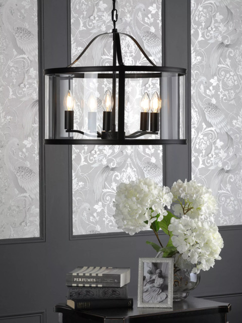 Laura Ashley Harrington 5 Arm Pendant Ceiling Light, Black - image 1