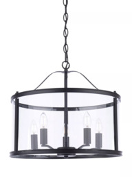 Laura Ashley Harrington 5 Arm Pendant Ceiling Light, Black - thumbnail 4