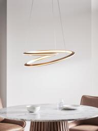 John Lewis Tempesta Twirl LED Hoop Pendant Ceiling Light, Brass Effect - thumbnail 2