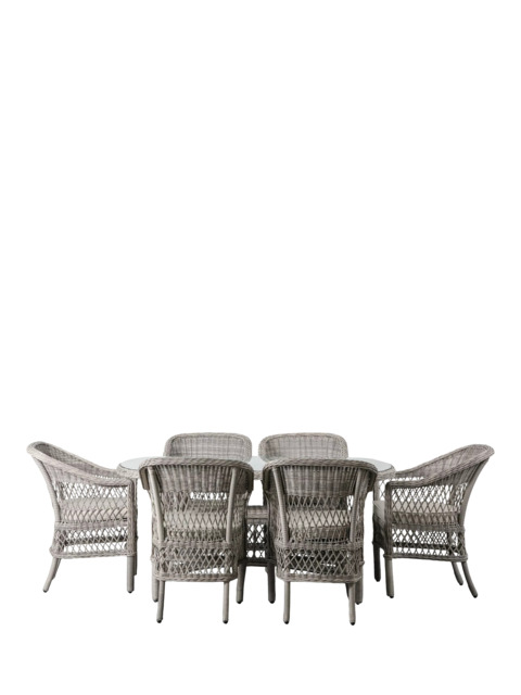 Gallery Direct Menton Woven Mesh 6-Seater Oval Garden Dining Table & Chairs Set, Grey - image 1