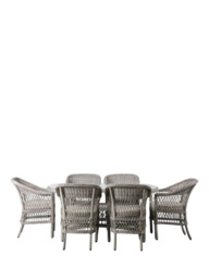 Gallery Direct Menton Woven Mesh 6-Seater Oval Garden Dining Table & Chairs Set, Grey - thumbnail 1