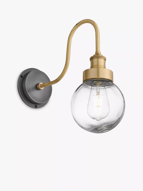 Industville Swan Neck Glass Globe Outdoor/Bathroom Wall Light - image 1