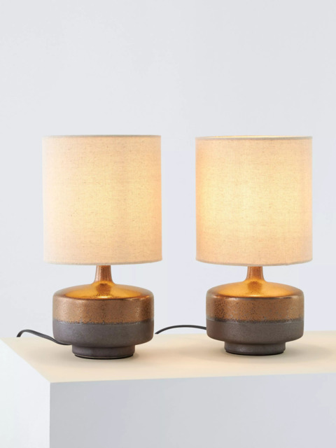 John Lewis Delaney Ceramic Duo Table Lamp, Set of 2, Bronze Glaze - image 1