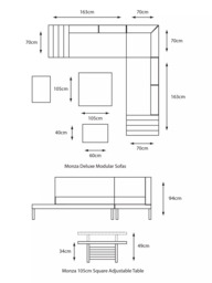 LG Outdoor Monza 7-Seater Modular Garden Dining Set with Adjustable Height Table, Grey - thumbnail 3