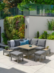 LG Outdoor Monza 7-Seater Modular Garden Dining Set with Adjustable Height Table, Grey - thumbnail 2
