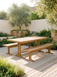 John Lewis Estate Acacia Wood Rectangular Garden Dining Table, 190cm, Natural - thumbnail 2