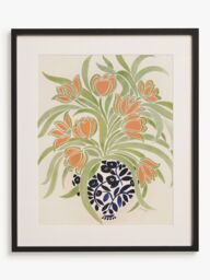 John Lewis La Poire 'Apricot Tulips' Framed Print & Mount, 62 x 52cm, Green/Orange