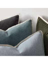 West Elm Classic Cotton Velvet Cushion Cover, Dark Olive - thumbnail 4