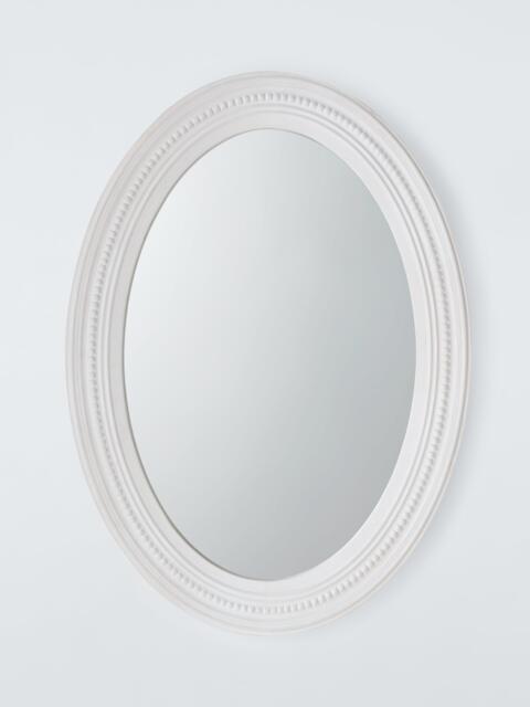 John Lewis Hand-Carved Coastal Oval Wall Mirror, 70 x 50cm, FSC-Certified (Mango Wood), White Wash - image 1