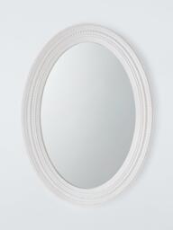John Lewis Hand-Carved Coastal Oval Wall Mirror, 70 x 50cm, FSC-Certified (Mango Wood), White Wash